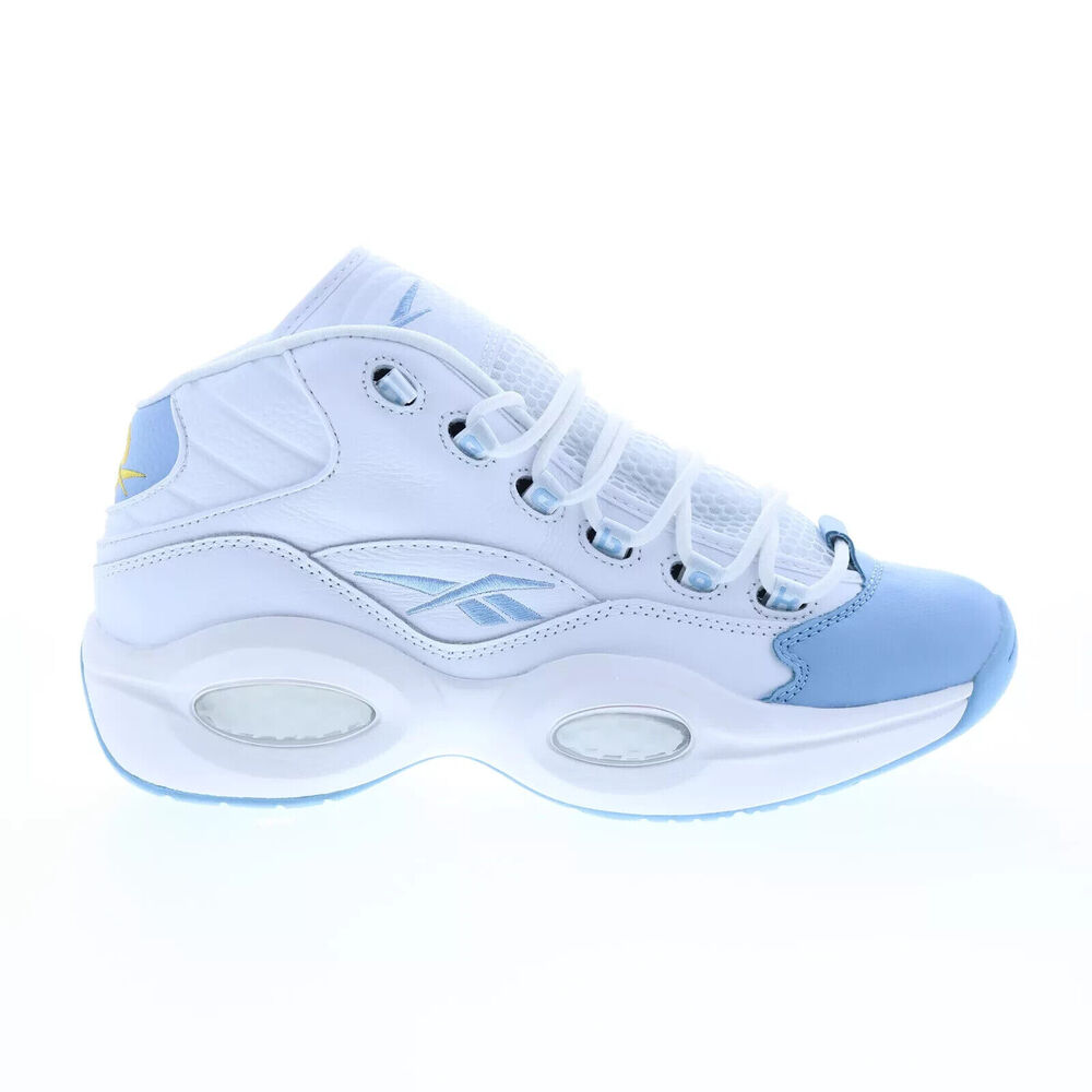 Reebok Question Mid Mens White Leather Lace Up Athletic Basketball Shoe SIze 8.5